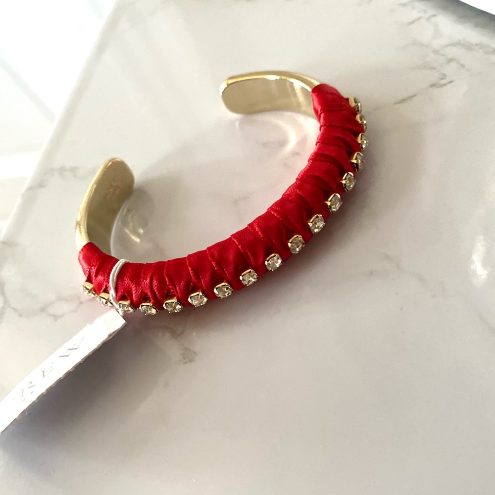 J. Crew J.Crew Factory red ribbon wrapped crystal studded cuff bracelet